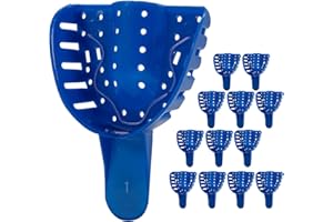 LA MIERE Royal Blue Premium Disposable Tracking Spacer Plastic Dental Impression Trays 12 PC Small, Medium, Large, Upper-Left, Lower-Right (#1 Upper Large)