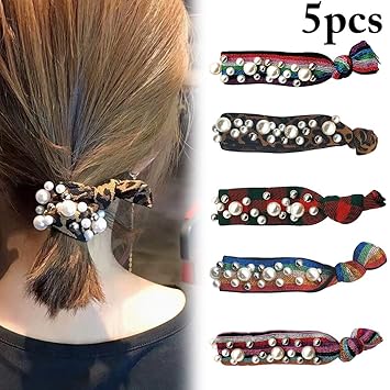 Zoylink 5pcs Hair Tie Hair Band Creative Rainbow Leopard Print