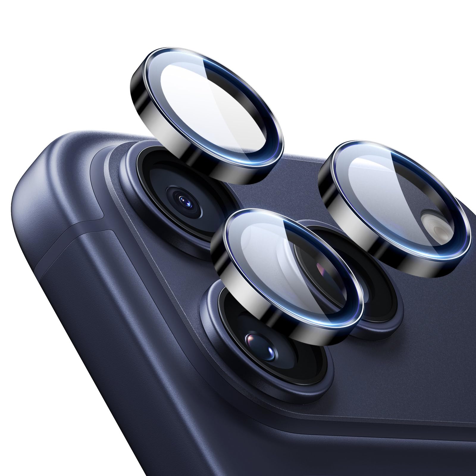 Photo 1 of ESR Camera Lens Protector for iPhone 17 Pro Max/17 Pro/16 Pro Max/16 Pro/15 Pro Max/15 Pro/14 Pro Max/14 Pro, Ultra-tough HD Individual Lens Protectors, Ultra-thin Tempered Glass, 1 Pack, Black