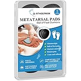 Orthostride Metatarsal Pads for Men, Ball of Foot Cushions for Pain Relief, Comfortable Forefoot Support for Metatarsalgia and Morton's Neuroma, 1/3 Inch Thick Self-Adhesive Foot Pads, 2 Pairs L