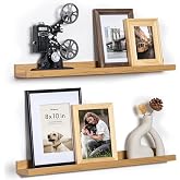 Fun Memories Picture Ledge Shelf, 24 Inch Floating Shelves Set of 2, Nursery Book Shelves for Toys Storage, Kids Bookshelf Wall Mounted for Wall Decor Books Photo Frames, Oak