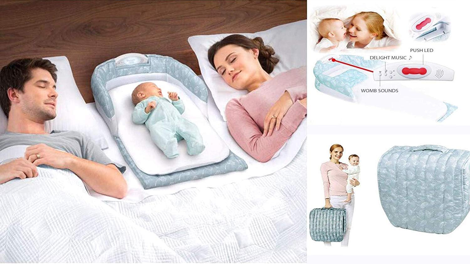 Cheesy Cheeks Portable Separate/Snuggle Bed Multifunctional Music Light Crib Baby Soft Mesh Portable Infant Baby Separated Bed (Multicolour)