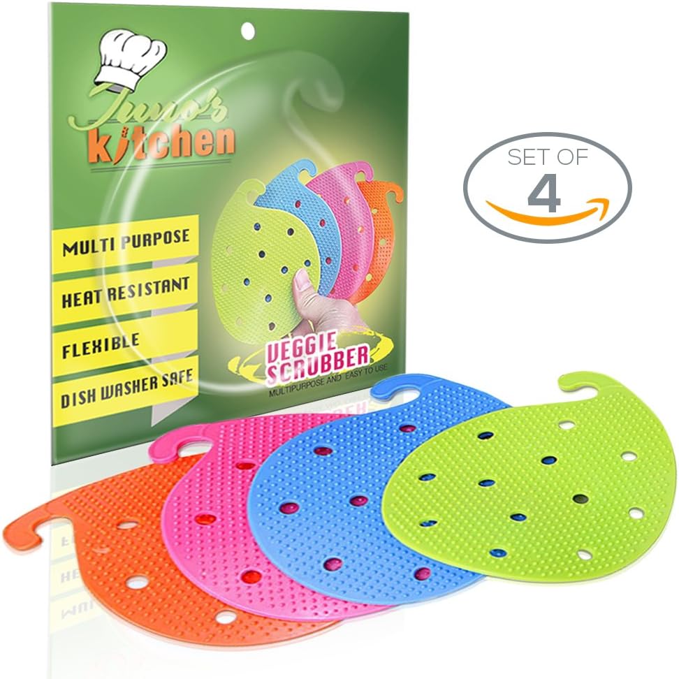 4 Gemüse Scrubber Bürsten: doppelseitig Silikon Obst und Gemüse
