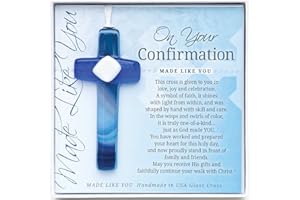 THE GRANDPARENT GIFT CO. Handmade in USA Glass Cross-Confirmation Gift for Boy/Grandson/Godson/Niece