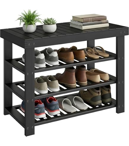 Amazon.com: SONGMICS Shoe Rack Bench, 3-Tier Bamboo Shoe Storage
