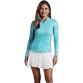 IBKUL Athleisure Wear Sun Protective UPF 50+ Icefil Cooling-Colette Print Long Sleeve Mock Neck Top-10090