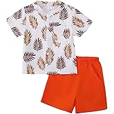 Jecson Toddler Boy Clothes Beach Boys Summer Outfits Short Sleeve Button Down Shirt and Elastic Waist Shorts Sets 12M-4Y