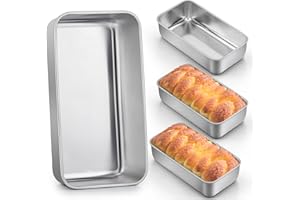 LIANYU 4 Pack Loaf Pans for Baking Bread, 9x5 Inch Bread Pan, Bread Loaf Pan for Baking, Stainless Steel Meatloaf Baking Pan, Loaf Tin Pan for Homemade Banana Bread, Dishwasher Safe