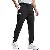 Men's Cotton Fleece Lined Joggers with Zipper Pockets Athletic Workout Gym Lounge Sweatpants Winter Warm Pants