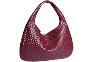 GORGOU Woven Tote Womens Shoulder Bag -Vegan Leather Work Handwoven Hobo Handbag -Large Woven Purse Underarm Bags