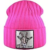 K KISSBAOBEI Winter Hats for Women Black Beanie for Men Animals Beanies Knitted Hats Goat Hat Skull Cap Warm