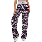X-Image Women's Comfy Pajamas Drawstring Stretch Floral Print Long Wide Leg Lounge Pants