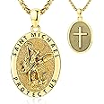 LOOVE Saint Necklace S925 Sterling Silver Patron St Amulet Medal Protection Pendant Jewelry for Men Women