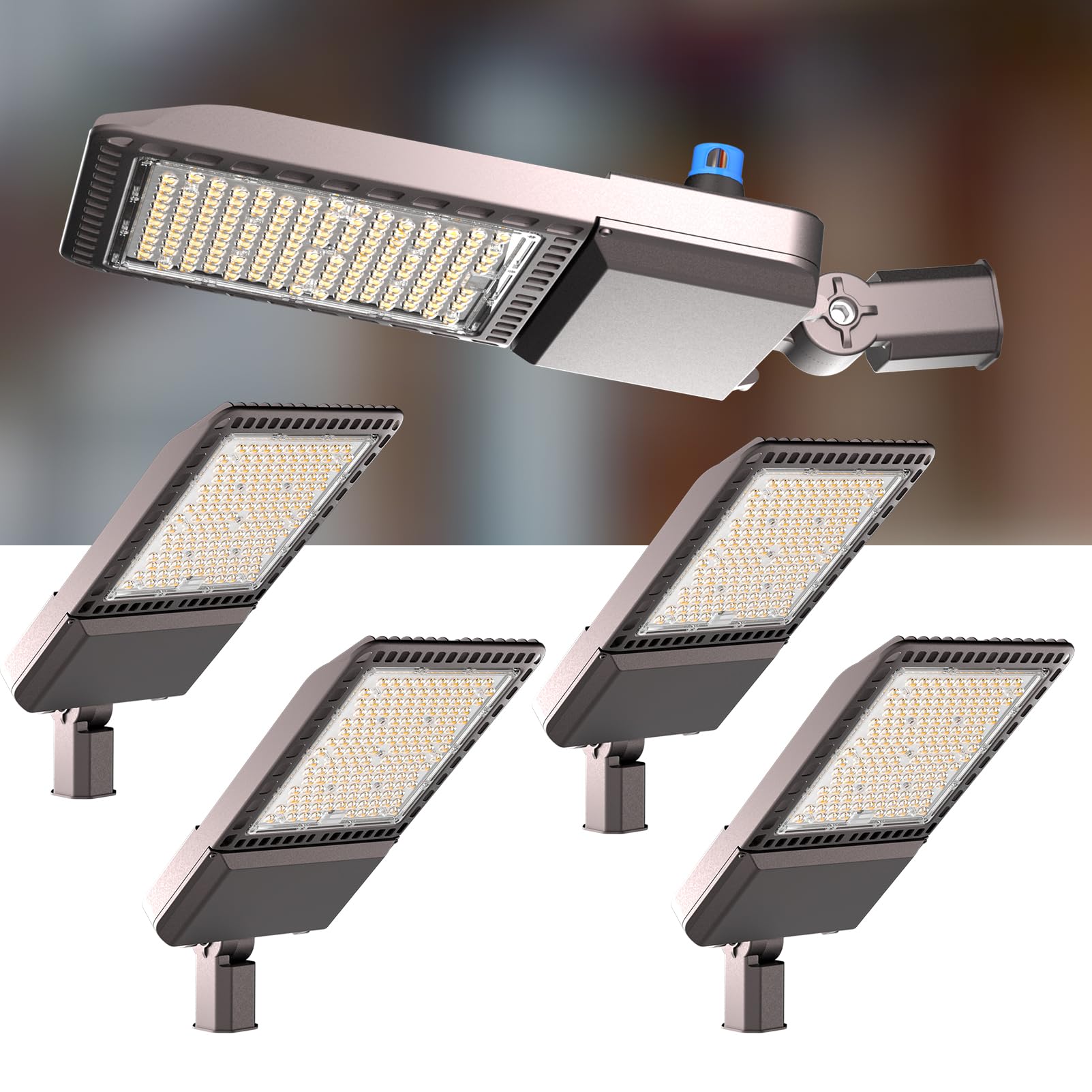 Photo 1 of 320W(150Lm/W) LED Parking Lot Lighting 63000Lm 5000K LED Parking Lot Lights Outdoor Pole Mount with Smart Photocell IP65 6KV SPD SlipFitter Mount for 30~50Ft Height-4Pack 7Yrs Warranty