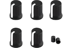 AUXBC 6mm D Shaft Rubber Potentiometer Control Knobs, Pioneer knob DJM Mixer Volume EQ Knob for Electric Guitar DJ Controller Mixer Console Volume Tone Knobs, 5pcs, Black