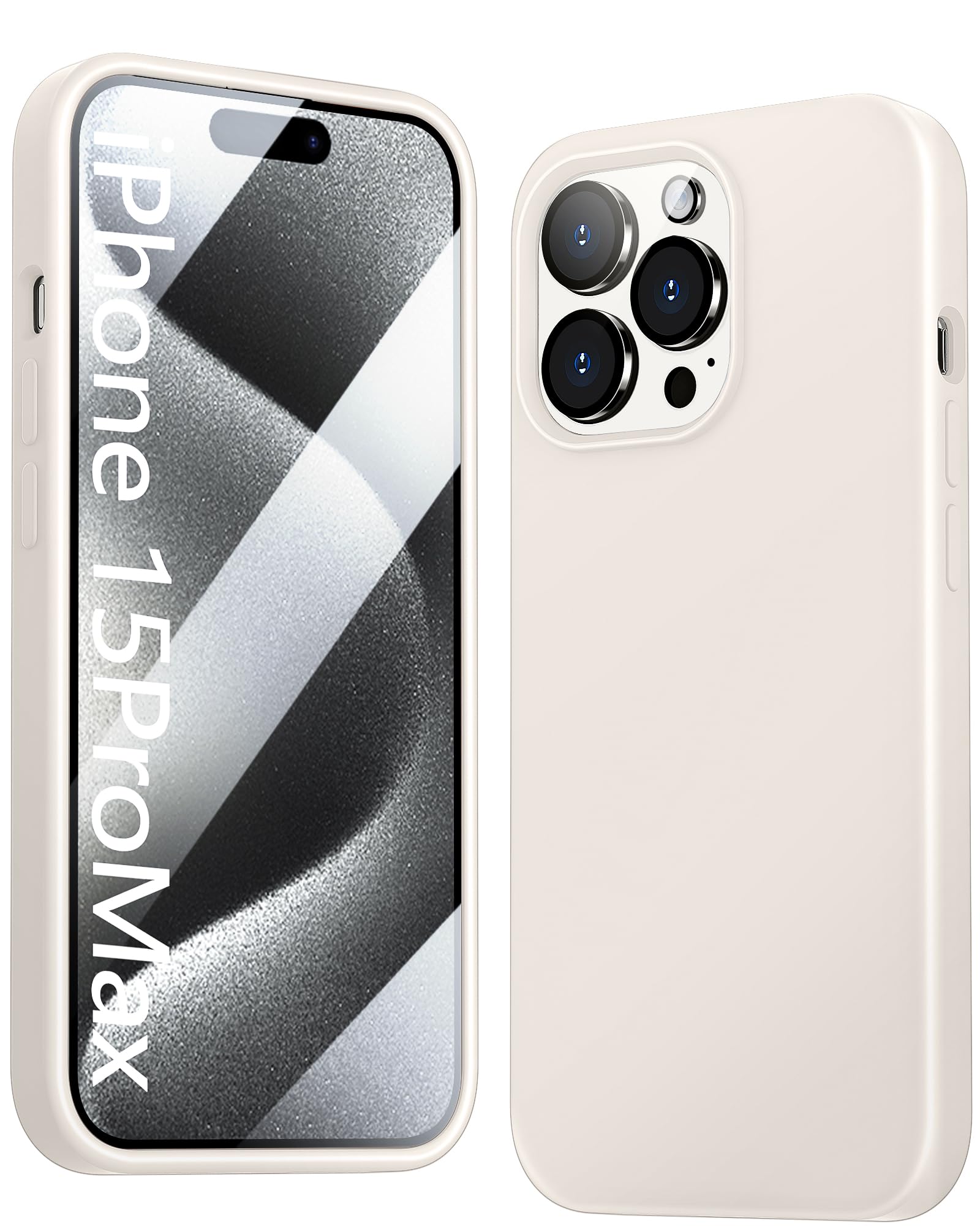 JTWIE for iPhone 15 Pro Max Case, Liquid Silicone Slim Shockproof Protective Phone Case for iPhone 15 Pro Max[Microfiber Lining]. (Stone)