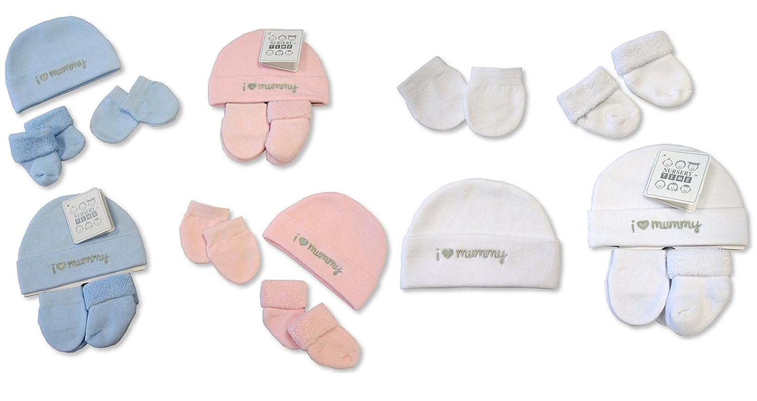 3 Piece Baby Hat, Mittens and Socks Set Gift (Pink) Amazon.co.uk Baby