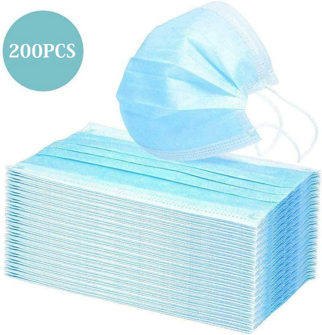 Disposable AUBEY Màsk FACE Protector - Protective Màsks Health Care with Thick 3-Layer Protection for Adult Medicàl use & Anti DUST & VIrùs - 200PCS