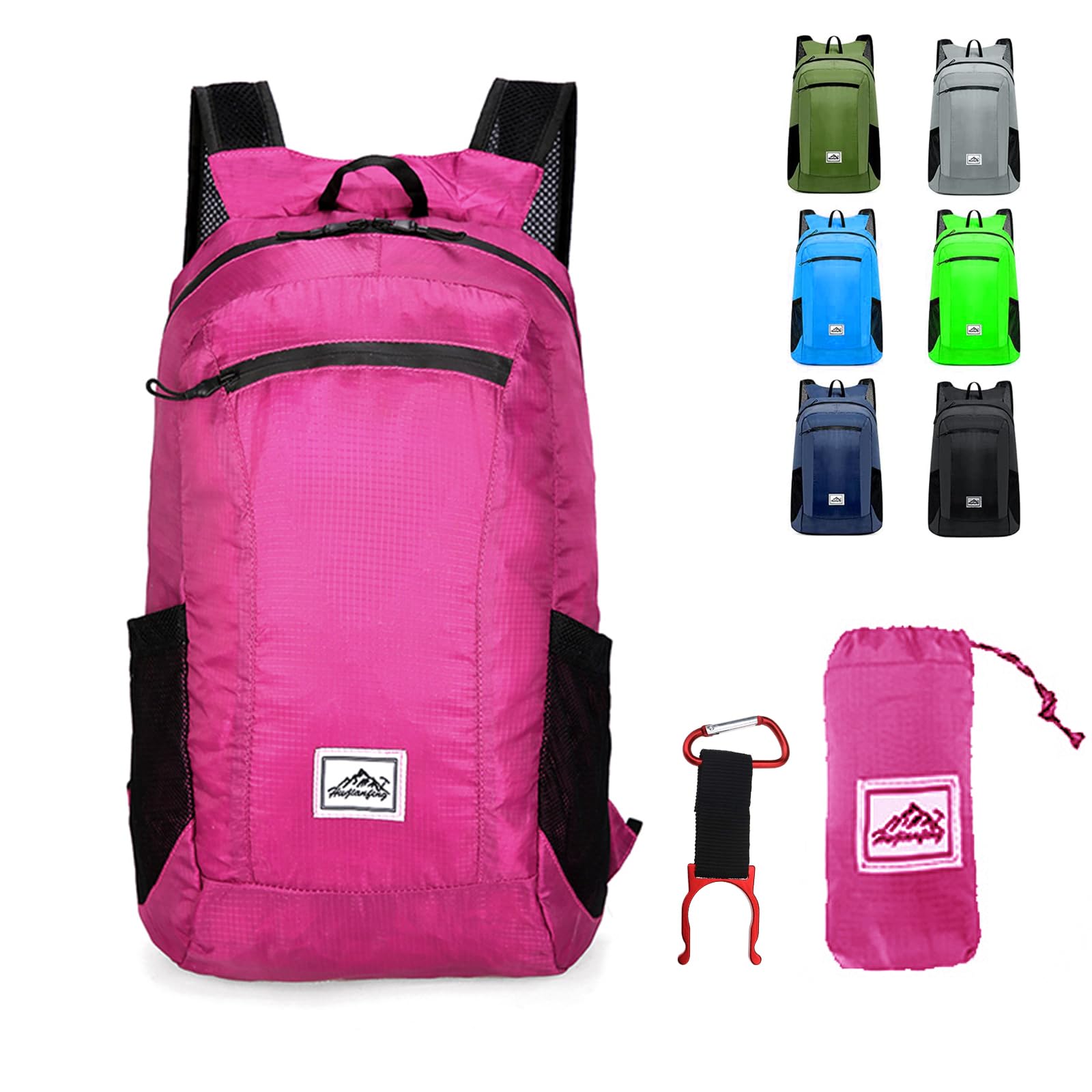 Lywencom Hiking backpack, folding ultra-light 20L waterproof sports storage lightweight backpack for outdoor cycling camping picnics(rose red)