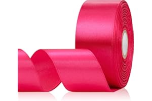 Aoropo 30 Yards Hot Pink Ribbon 1-1/2 Inch, Hot Pink Satin Ribbon for Flower Bouquet Accessories, Gift Wrapping, Crafts, Hair, Christmas, Wedding and Bow Making