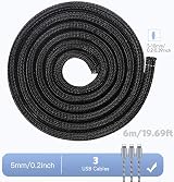 AGPTEK 6m Cable Tidy Sleeve Wire Management Wrap Animal Proof Flame Retardant view 2