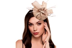 Focupaja Fascinators Hats Women Pillbox Hat Feathers Derby Headband Wedding Headwear Tea Party Hair Clip 20s 50s Top Hat