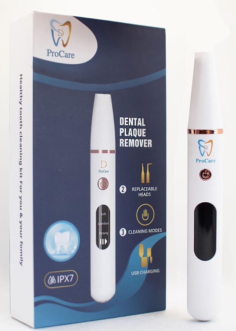 D ProCare Teeth Cleaner Kit Cordless Tartar Remover 3 Modes Travel Home