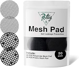 Mesh Pad for Planter Folowerpots Hole - POTEY 920101 50 Pack 2.5 Inch Round Garden's Drainage Mesh Hole Screens Prevent Soil Loss Anti(30PCS Polyamide Material + 20PCS Plastic)
