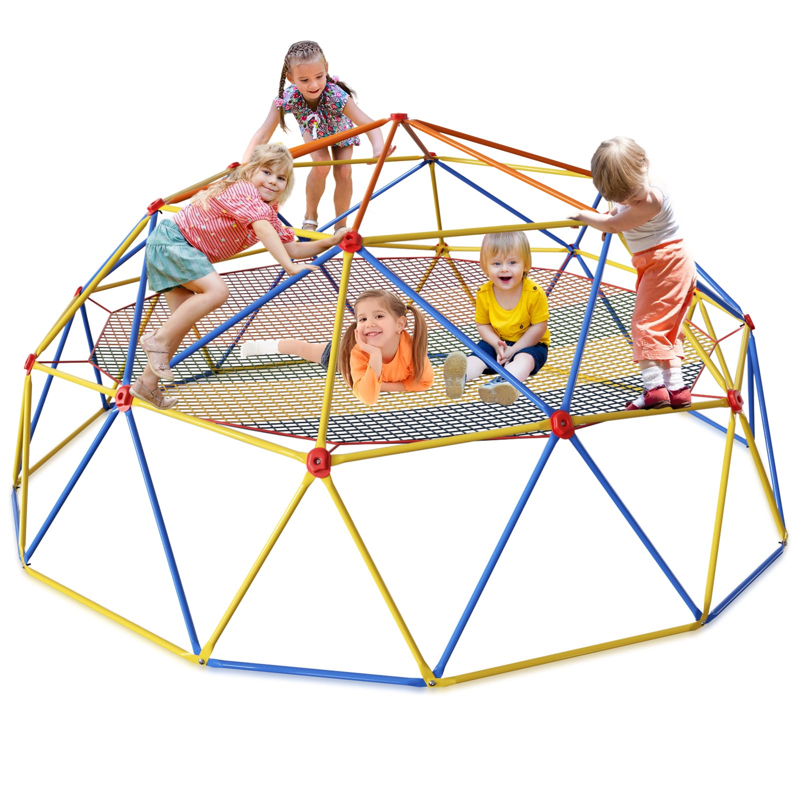 Photo 1 of **MINOR USE WEAR**Baotree 10FT Climbing Dome with Climbing Cargo Net, Outdoor Jungle Gym for Kids- Supports 1000LBS-Anti-Rust Metal Outdoor Play Structure ASTM Approved, Easy Assembly