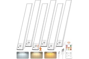 LENOMA Under Cabinet Lighting with Remote Control,2500mAh USB Rechargeable Motion Sensor Light Indoor,350 Lumen LED Closet Light,3 Color Temps Wireless Under Counter Lights for Bedroom,Wardrobe,Stairs,6 Pack
