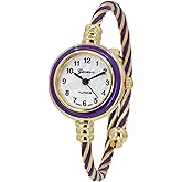 Blekon Collections Women's Cuff Watch - Round Analog Display Arabic Numbers 23mm Case Wire Bracelet Watch for Women Elegant Cable Cuff Bangle Wrist Watch