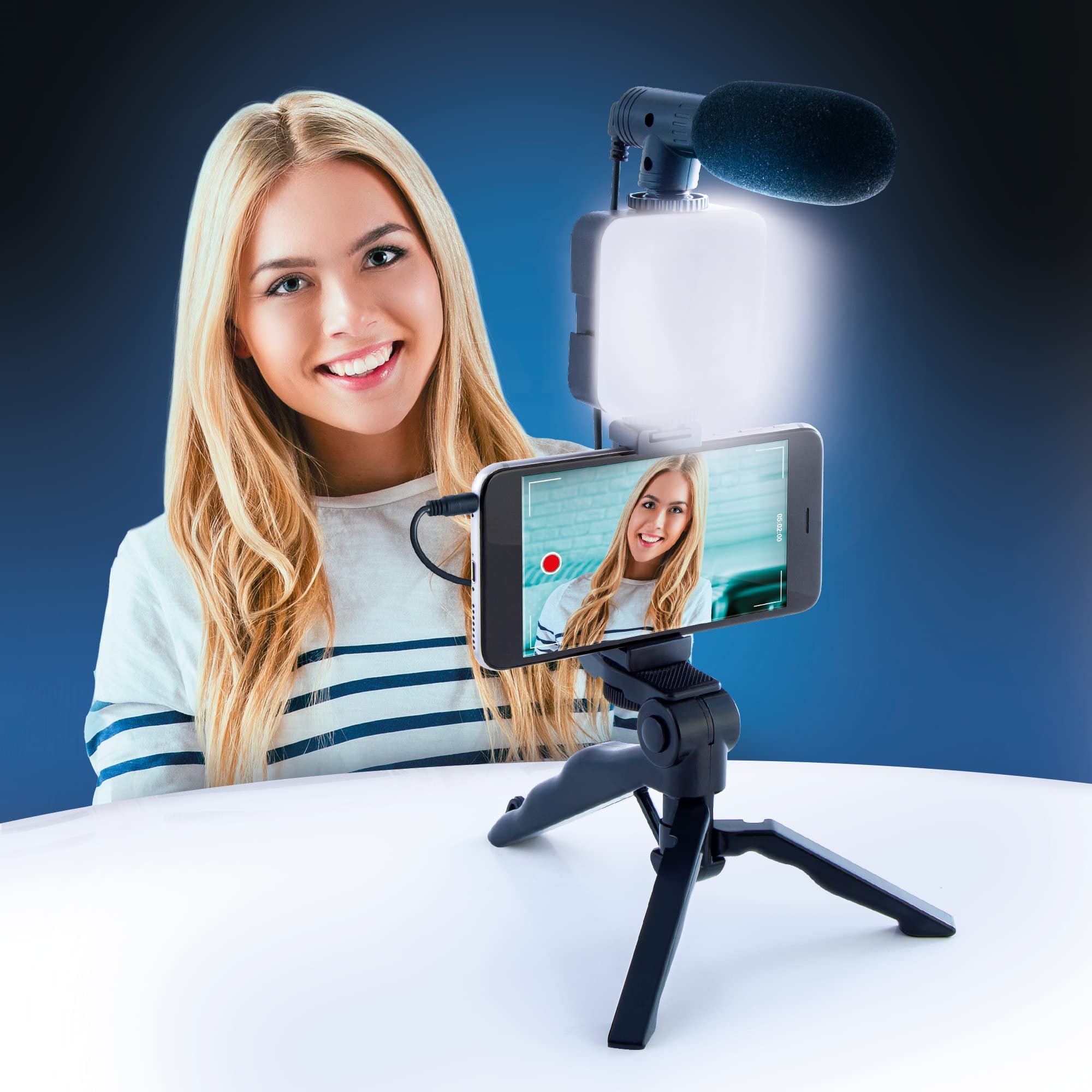 Canal Toys New Studio Creator Podcast & Vlogging Kit – Record Your own podcasts and Vlogs Like Your Favorite influencers! Fold-up Tripod, LED Light & Microphone. Ages 8+
