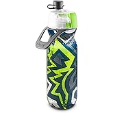 O2COOL Mist 'N Sip Misting Water Bottle 2-in-1 Mist And Sip Function With No Leak Pull Top Spout Reusable Sports Water Bottle - 20 oz (Graffiti Green)