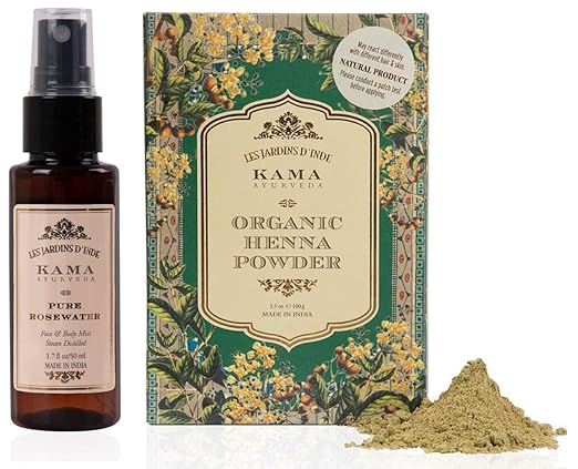 Kama Ayurveda Pure Rose, 50ml and 100% Organic Henna Powder, 100g