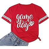 Game Day T Shirts Women Football Graphic Tee Funny Cute Competition Tshirt Casual Short Sleeve Tee Tops