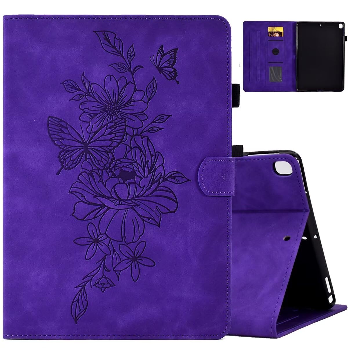 MOKASE Case for iPad 9th/8th/7th Generation 10.2 inch 2021-2019 Release, Suede Kickstand Multi-Angle Protective Cover with Auto Wake/Sleep with Pen Holder & Card Slots for iPad 10.2/Pro 10.5, Purple — image 1