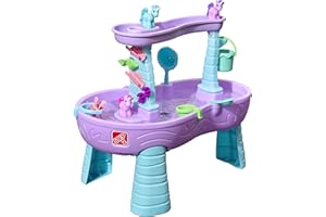 Step2 Rain Showers and Unicorns Water Table, Kids Water and Sand Activity Sensory Playset, Summer Outdoor Toys, 13 Piece Water Toy Accessories, for Toddlers 1.5+ Years Old, Blue & Purple