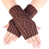 Novawo Womens Winter Arm Warmers Warm Fingerless Gloves Hand Crochet