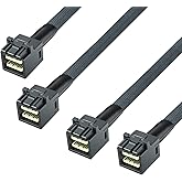 10Gtek Internal Mini SAS HD SFF-8643 Cable, with Sideband, 0.8-Meter(2.6ft), Foldable, Flexible, 2 Pack