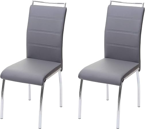 Mendler Set 2x Sedie Sala Da Pranzo Design Moderno Hwc F30 Ecopelle Grigio Chiaro Amazon It Casa E Cucina