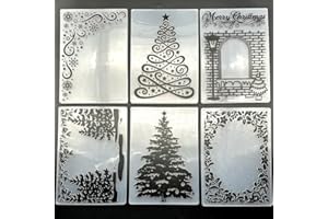 ZHXCGOOYX 6 Pcs Embossing Folders for Card Making Embossing Stencil Template DIY Plastic Paper Card Decorating Mold for Scrapbook Photo Album DIY Craft, 5.83 x 4.1 Inch(Christmas Elements)