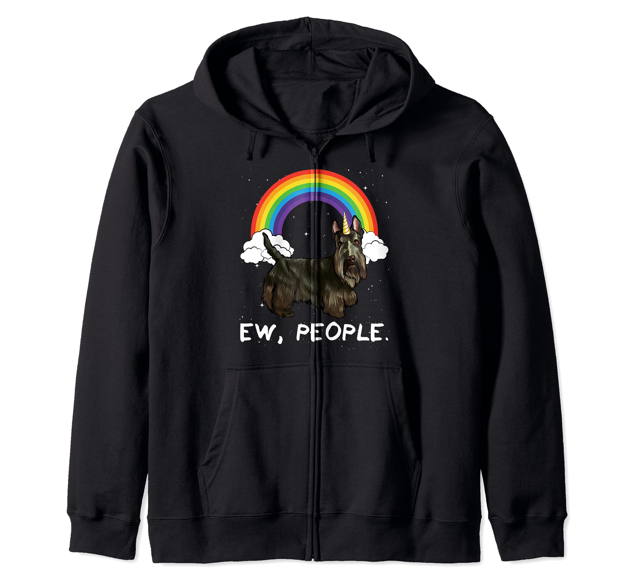 Rainbow Scottish Terrier Ew People Unicorn Dog Zip Hoodie