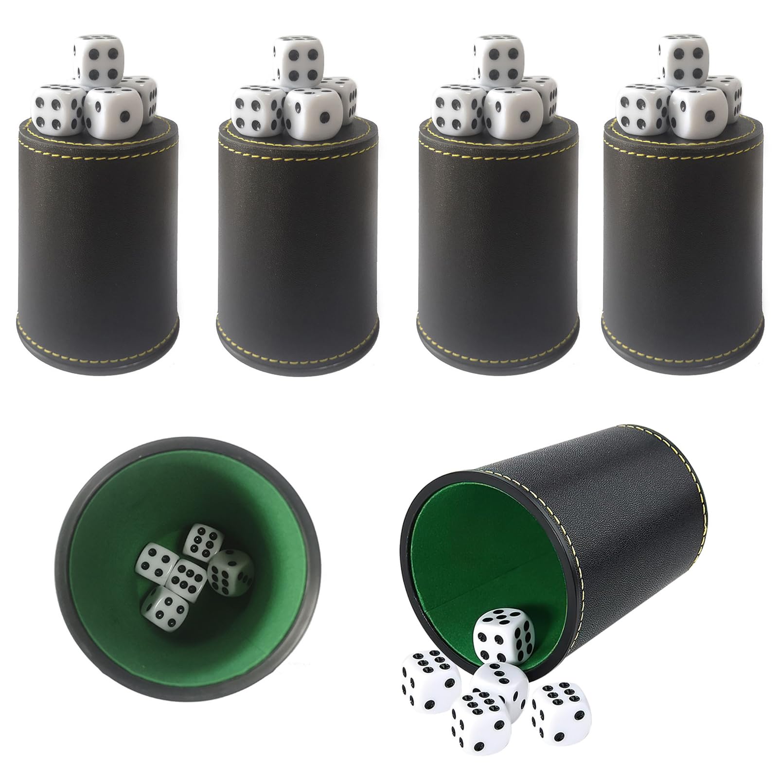 6 Pack Leather Dice Cup Set, Leather Dice Cup Set, Dice Cup, Dice Shaker Box Set, 30 Dices, for Ktv Bars Parties Entertainment Events