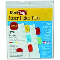 Redi-Tag Laser Printable Index Tabs, Permanent Adhesive, 1-1/8 x 1-1/4 ...