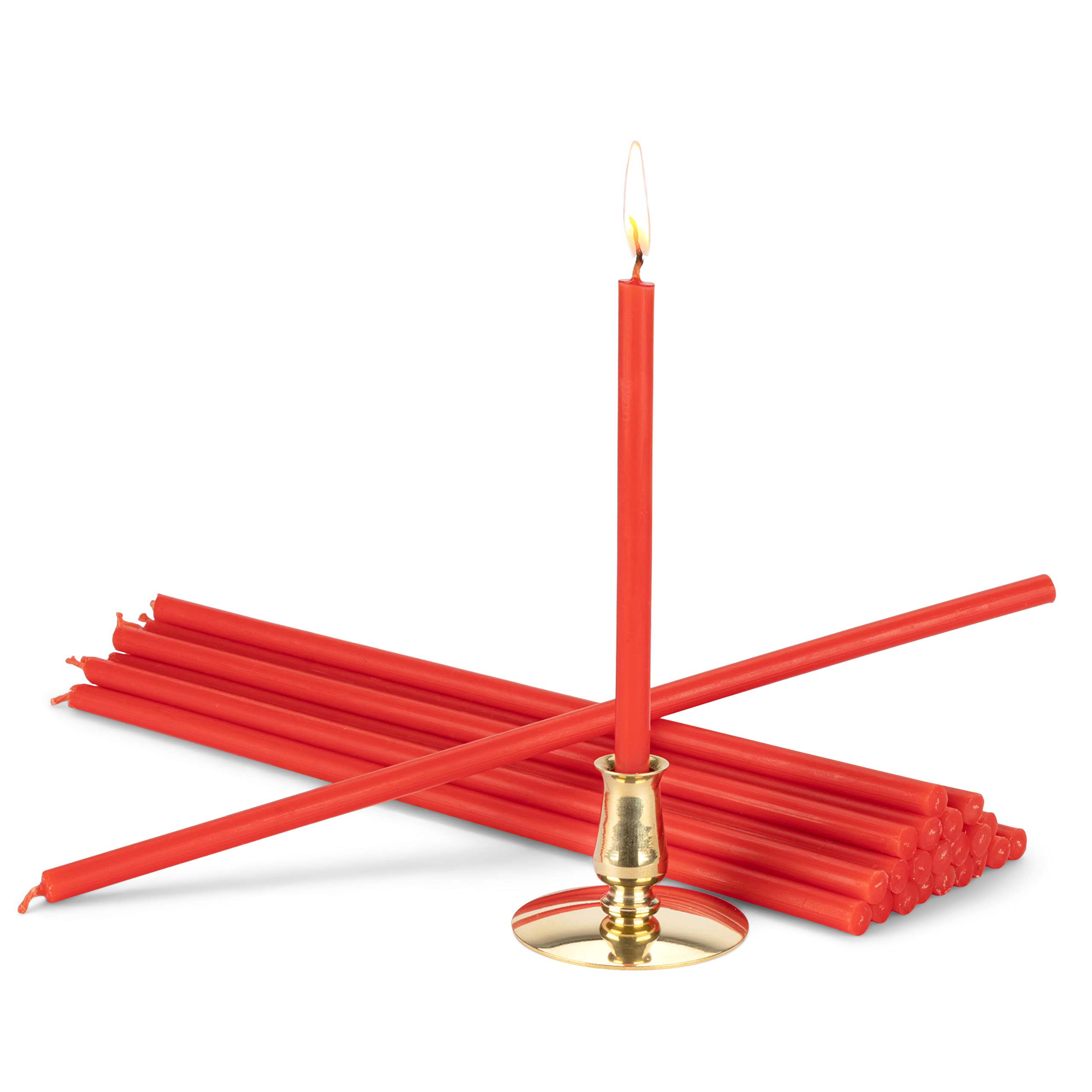 NKlaus - Candle Holder with Stick Candles red drip-Free L 25cm Festive Candles Paraffin Wax 40052