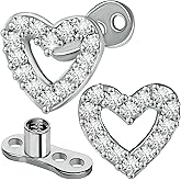 SHBESHCD 2 PCS 14G Cubic Zirconia Dermal Anchor Tops and Base Surgical Titanium Steel CZ Diamond Microdermals Internally Threaded Studs Body Piercings Jewelry Gift for Women Men