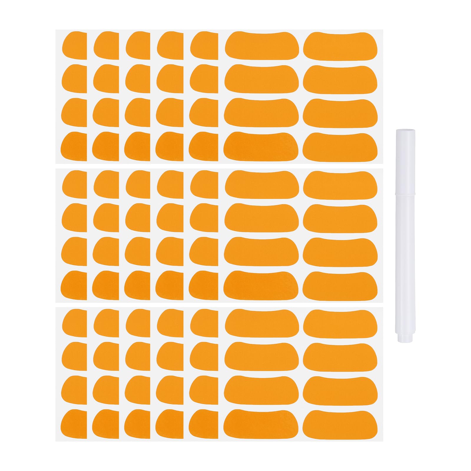 PATIKIL 72 Pairs Sports Eye Black Stickers, Under Eye Black Strips Football Face Stickers Breathable Eyeblack Sticker with 1 Pcs White Pencil for Baseball Fans on Game Day, Orange