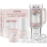Breast Milk Cooler Compatible with Stanley Cup (40oz), Portable Breastmilk Cooler Fit 40oz Stanley Tumbler for 12H+ Safe Storage, Privacy-Protecting Breastmilk Chiller with 2pcs Milk Storage Bottle