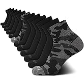 AND1 Mens Quarter Socks - 12 Pack Moisture Wicking Breathable Cushioned Athletic Performance Ankle Socks for Men (6-12.5)
