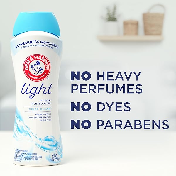 ARM & HAMMER LIGHT IN-WASH SCENT BOOSTER, LAUNDRY SCENT BOOSTER CRISP CLEAN SCENT, 24 OZ